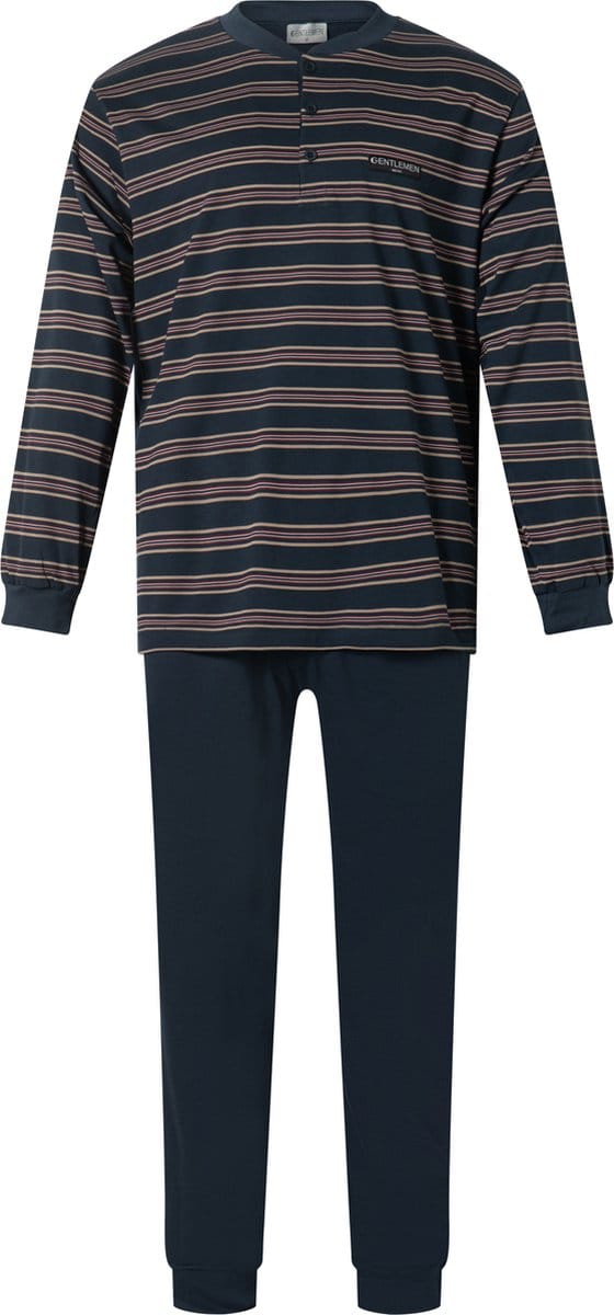 Gentlemen - heren pyjama 114237 - navy - knoophals - maat L