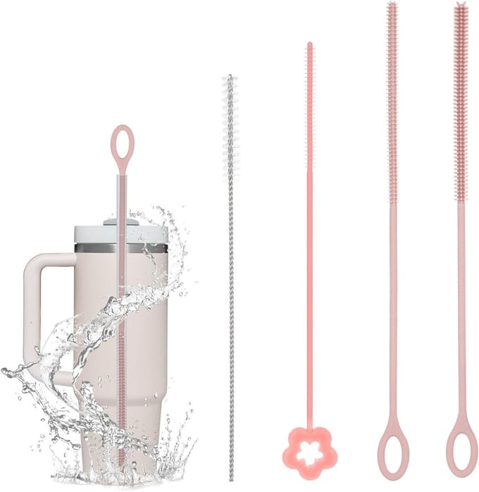 Solidchoice - Set van 4 Silicone Rietjes Reinigingsborstels