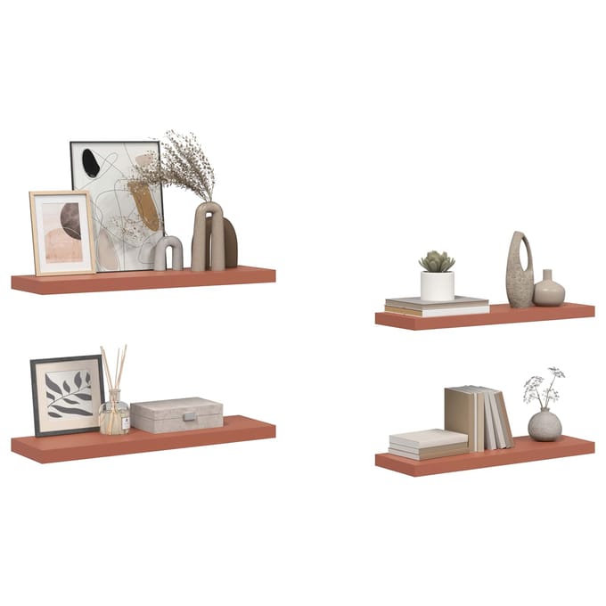 vidaXL - Wandplank - 4 - st - Rood - 80 - x - 23,5 - x - 3,8 - cm - Bewerkt - hout