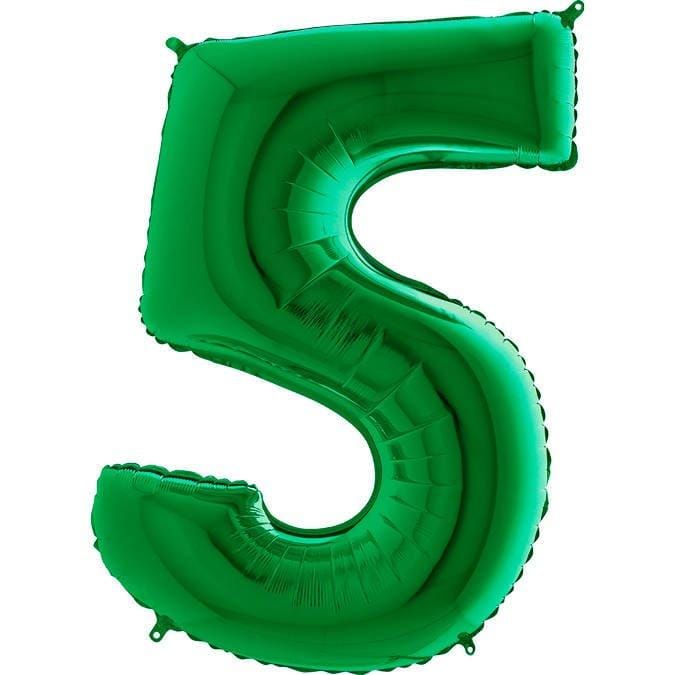 Ballon en Aluminium Chiffre 5 Vert - 102 Cm Grabo