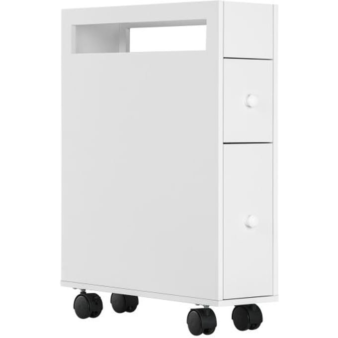 Armoire de toilette - MUVOE - 2 tiroirs - Blanc - MDF laqué - 16x49,5x66 cm blanc