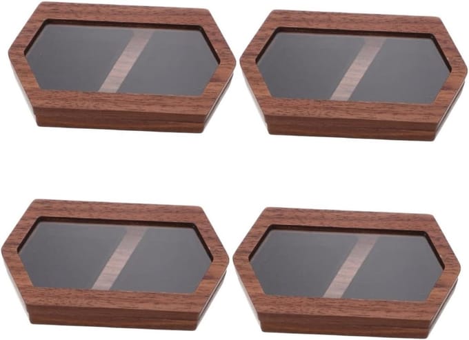 Houten Sieradendoos - Ringhouder - Sieraden Opbergen - Dubbele Ringhouder - 4 Stuks - Koffie