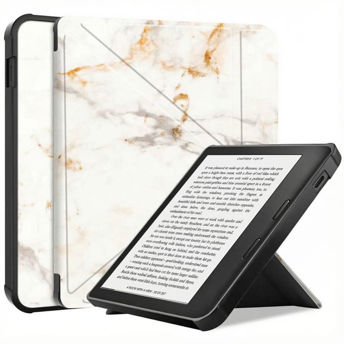 imoshion Design Vouwbare Bookcase voor de Kobo Libra 2 / Tolino Vision 6 - White Marble