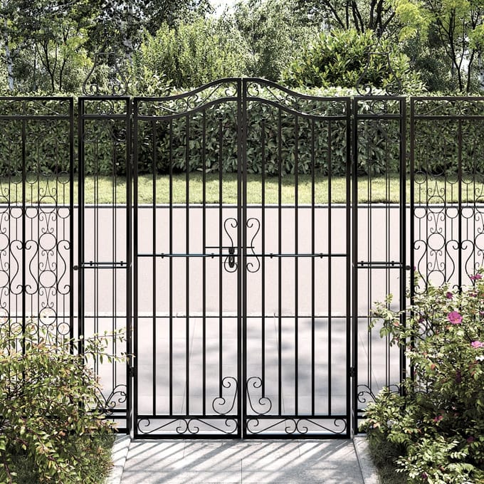 vidaXL - Poort - 121x8x150 - cm - smeedijzer - zwart