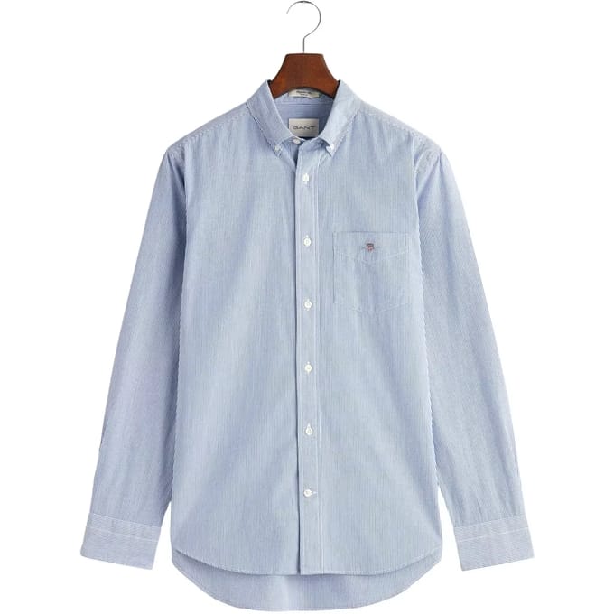 Gant Overhemd Poplin Banker Stripe Button Down College Blue / male