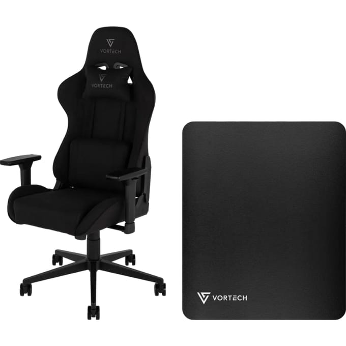 Vortech Essential Gamestoel Zwart + Vortech Vloermat Zwart