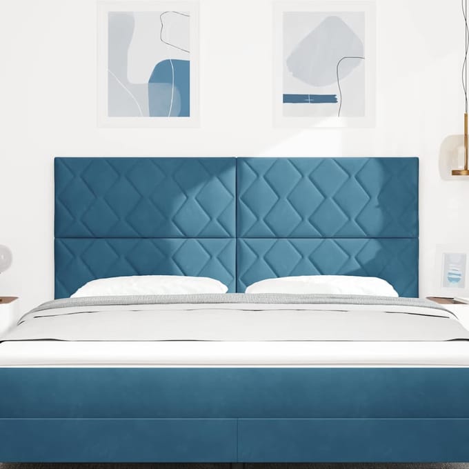 vidaXL - LED - Hoofdbord - Donkerblauw - 180 - cm - Fluweel