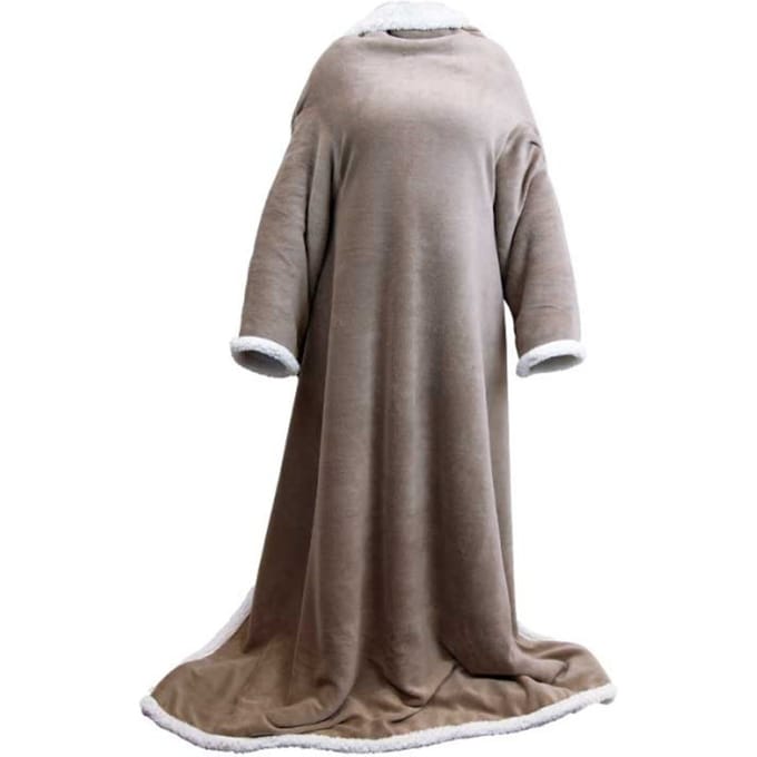 Unique Living - Plaid Lars met mouwen Taupe -140x180cm