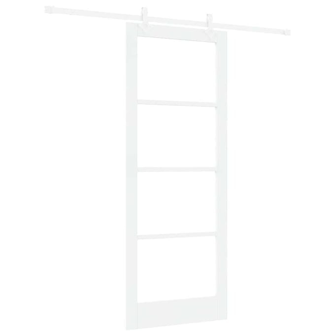 vidaXL - Schuifdeur - 83 - x - 211 - cm - Massief - grenenhout - en - glas - Wit