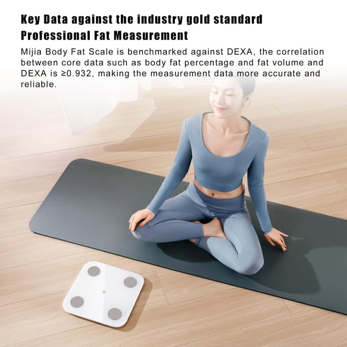 Xiaomi Mijia Lichaamsvetschaal Intelligente BMI-gegevensanalyse Wegen 25-item Gezondheidsrapport APP wit