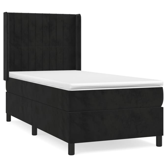 vidaXL - Boxspring - met - matras - fluweel - zwart - 90x200 - cm