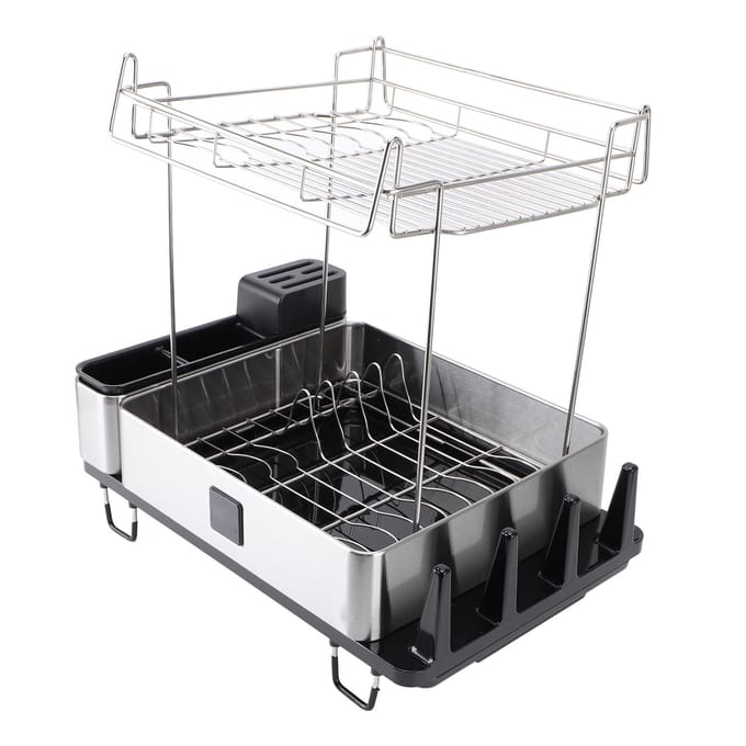 Égouttoir à vaisselle Acier inoxydable Résistant aux hautes températures Facile à nettoyer Gain de place Single Layer B black