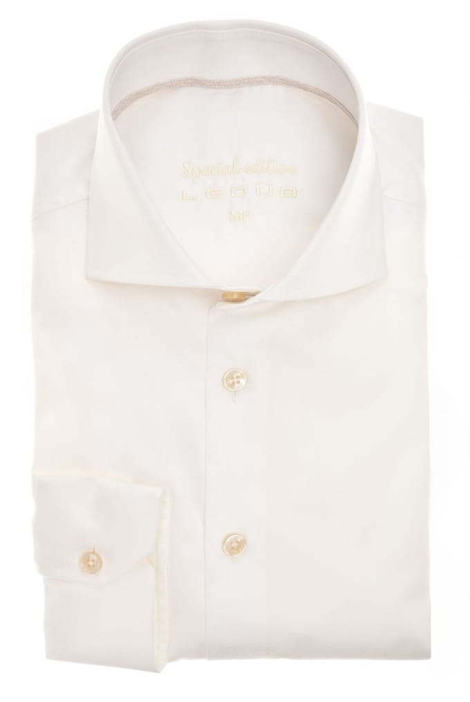 Witte overhemd Ledub Slim Fit effen strijkvrij