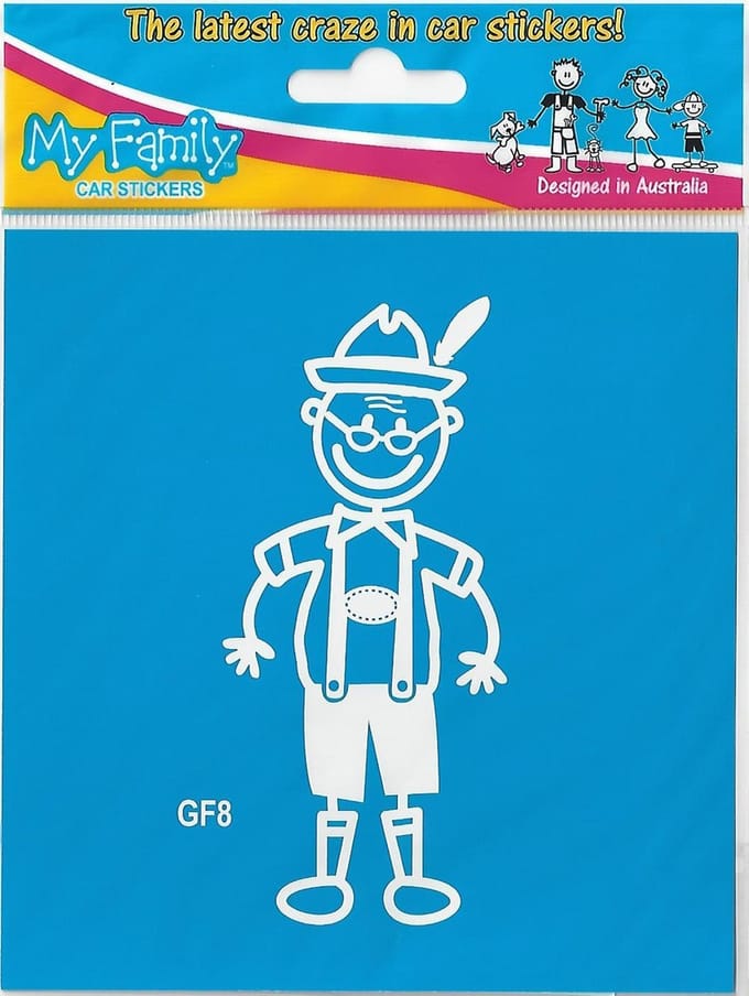 Opa in lederhosen - autosticker - wit - 11 cm