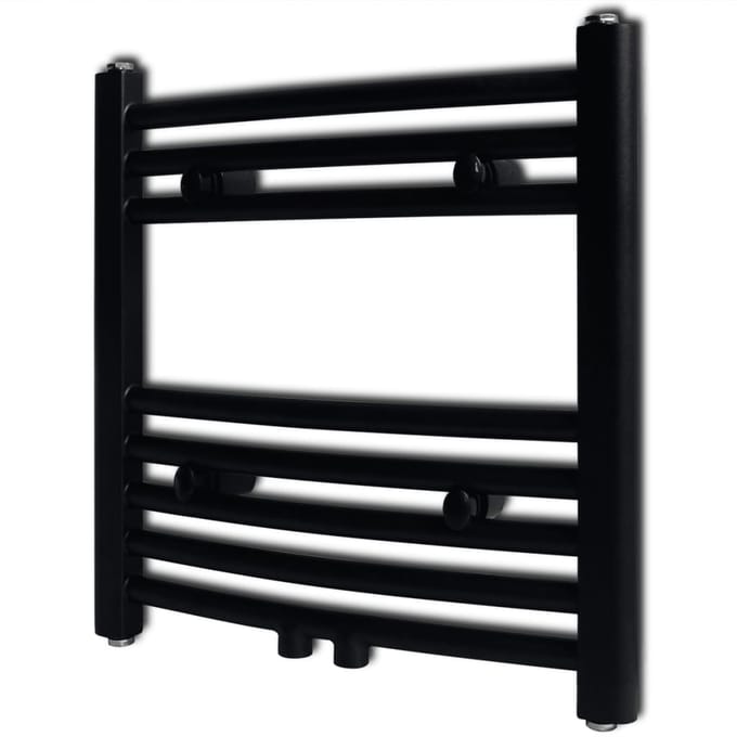 Radiateur Porte-serviettes Eau Chaude Courbé Noir 480 x 480 mm