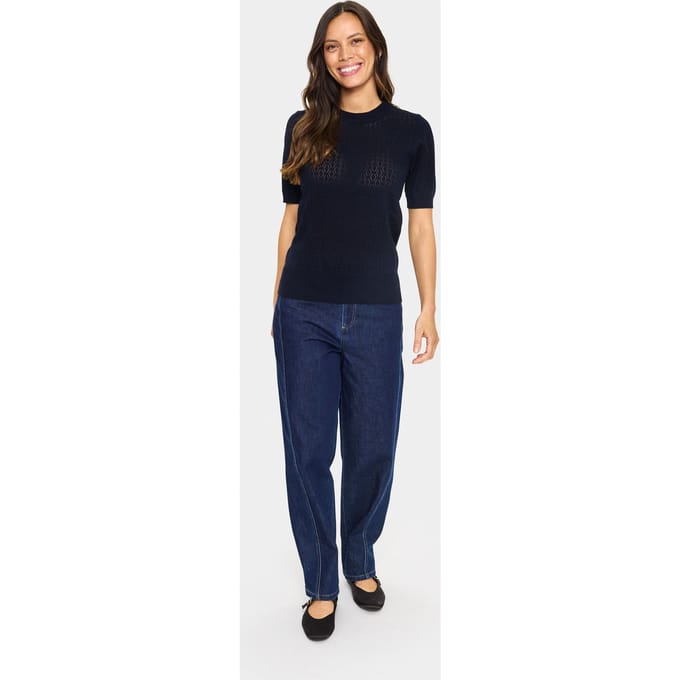 Saint Tropez MilaSZ Pointelle SS Pullover Dames Trui - Night Sky