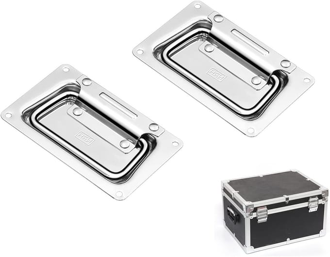 2Pcs Lifting Box Handle Folding Handle Metal Chest Handle Tool Box Handle Spring Loaded Box Handle Chest Ring Pull - ShopVlot