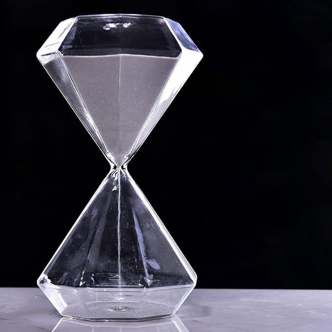 Zandloper Timer - Zandlopers Diamant - Koken Spelletjes Tandenpoetsen - Handmatig Glaswerk - 5 15 30 Minuten - Wit