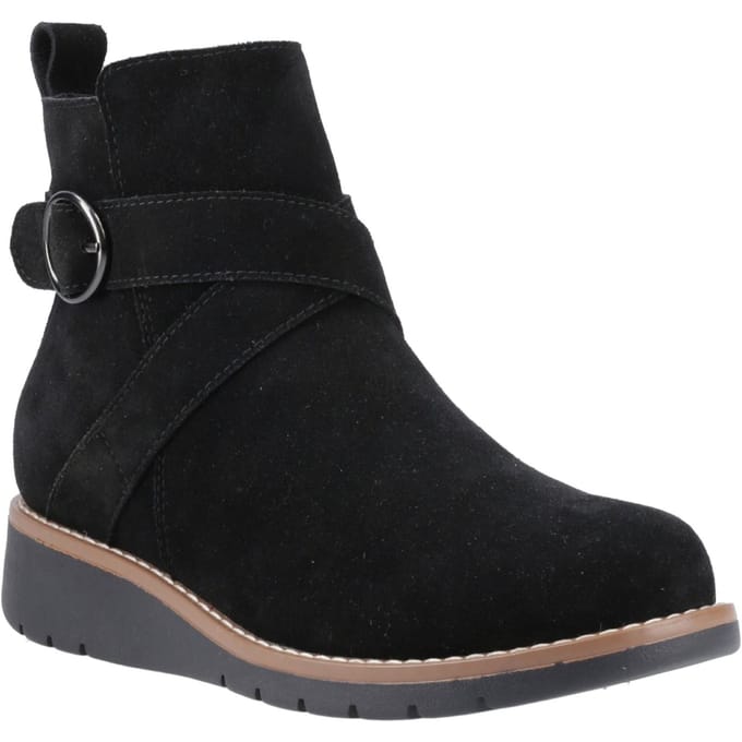 Hush Puppies Lyra Dames Zwarte Suède Winter Enkellaarzen
