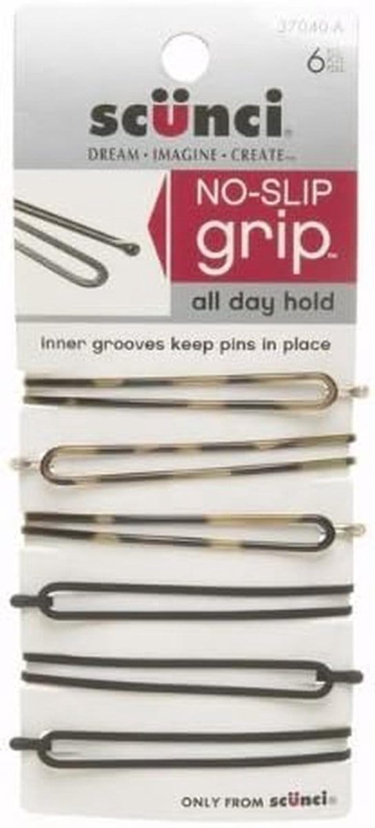 Set van 6 Antislip Ovale Haarspelden met Grip in Diverse Kleuren