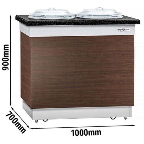 GGM Gastro Bordenstapelaar DUBLIN - verrijdbaar - verwarmd - 1kW - voor Ø200-310mm borden - 1000x700x900mm - 100 borden - zwart granieten werkblad