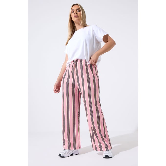 Limited Collection Roze Gestreepte Broek Met Wijde Pijpen Size 48