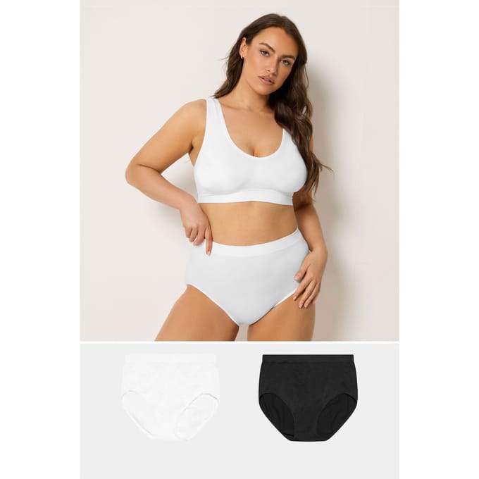 Yours 2 Pack Zwarte En Witte Naadloze Licht Corrigerende Slips Met Volledige Dekking Size 46-48