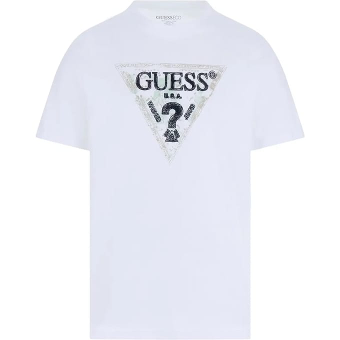 GUESS Ss Cn  Triangle Pure White Taglia: XS | Magliette basic Outlet | Uomo | Bianco