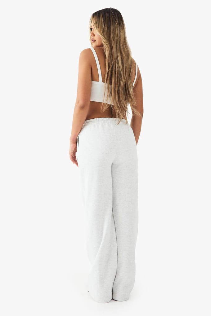 boohoo Dames DSGN Studio Geborduurde Straight Leg Jogger | Ash Grey | Maat: XL