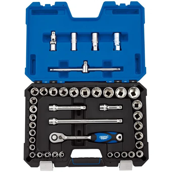 Outillage moto set met doppen & ratel Draper