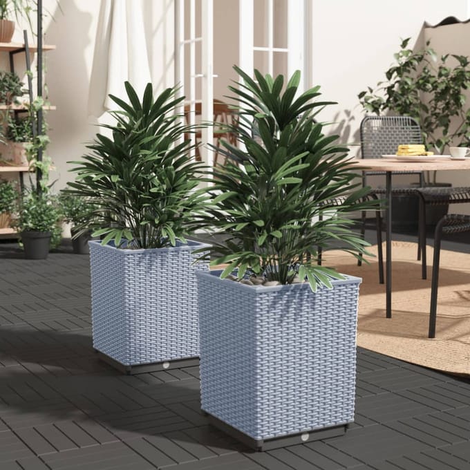 vidaXL - Plantenbakken - 2 - st - 30x30x37 - cm - polypropeen - lichtgrijs