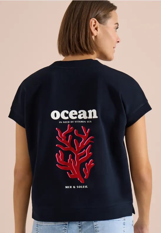 Sweater met korte mouwen en rugprint