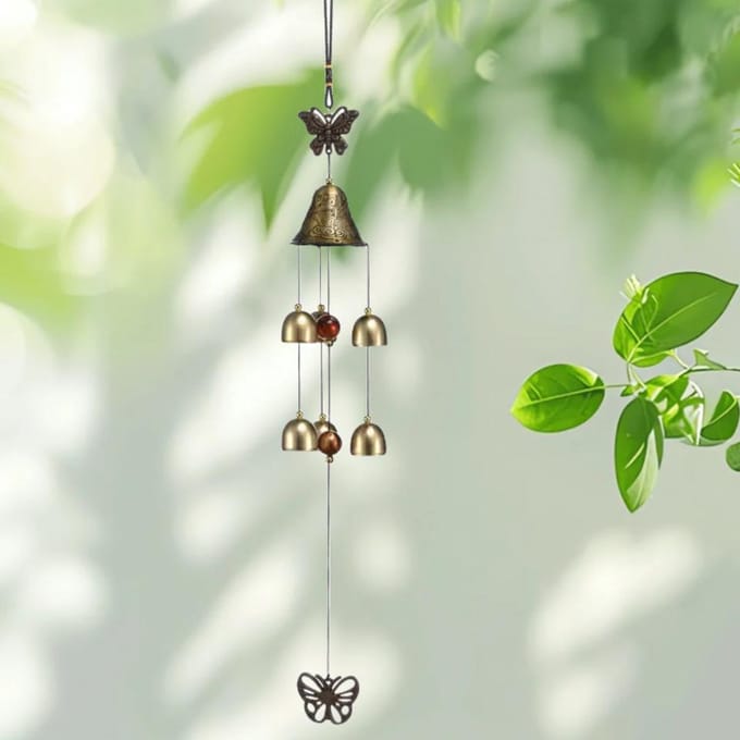 Carillon éolien créatif d'extérieur en métal à 6 cloches en cuivre, décoration suspendue pour cour