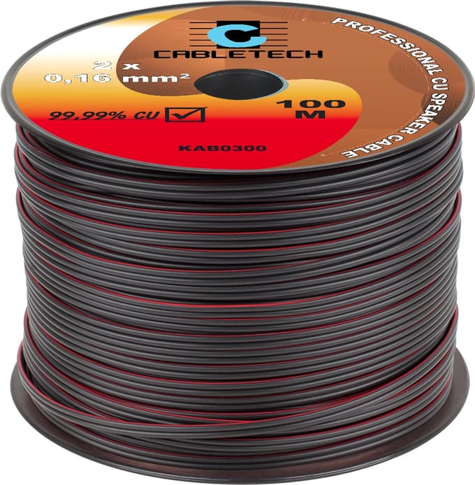 Cabletech - Speakerkabel - 0,16mm - Zwart - 100m