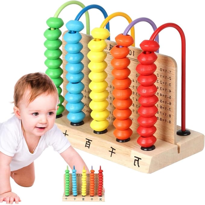 Kinder Abakus - Telraam Leren - Wiskunde Oefenen - Houten Constructie - 16.8 x 14.4 x 8.1 cm - Multicolor