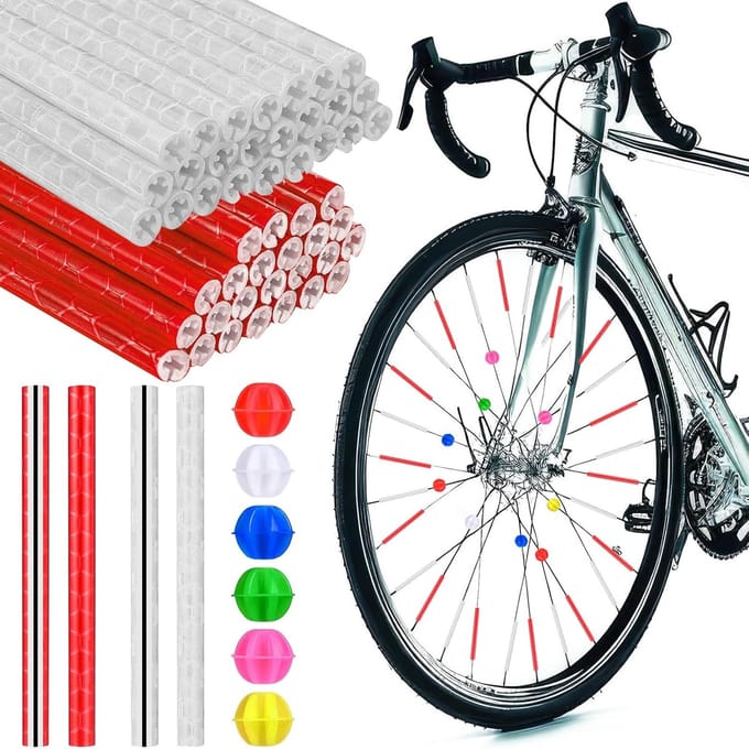 Dailygoods- Spaakreflectoren 48 Stuks - Fietsreflectoren - Kattenogen - Veiligheid - Fietsaccessoires - Zilver/Rood