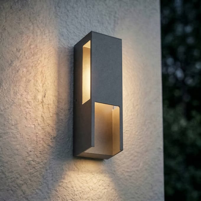 Lindby LED buiten wandlamp Enyra, zwart, 27 cm, IP65