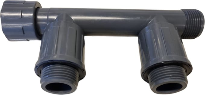 Rain Bird verdeelstuk PVC 1 wartel binnendraad x buitendraad 10bar grijs type RB1301-210 2-groeps