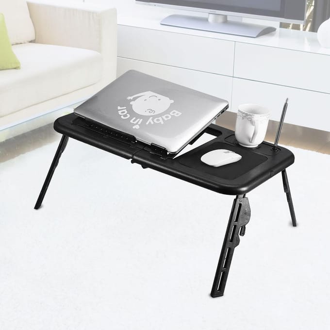 Table Pliante Portable Réglable Support de Bureau de Lit Pour Ordinateur Portable PC(Noir)