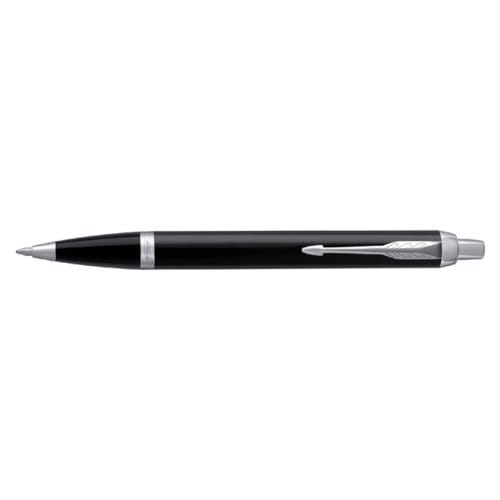 Parker IM balpen | Zwart lak met chromen afwerking | medium punt blauwe inkt
