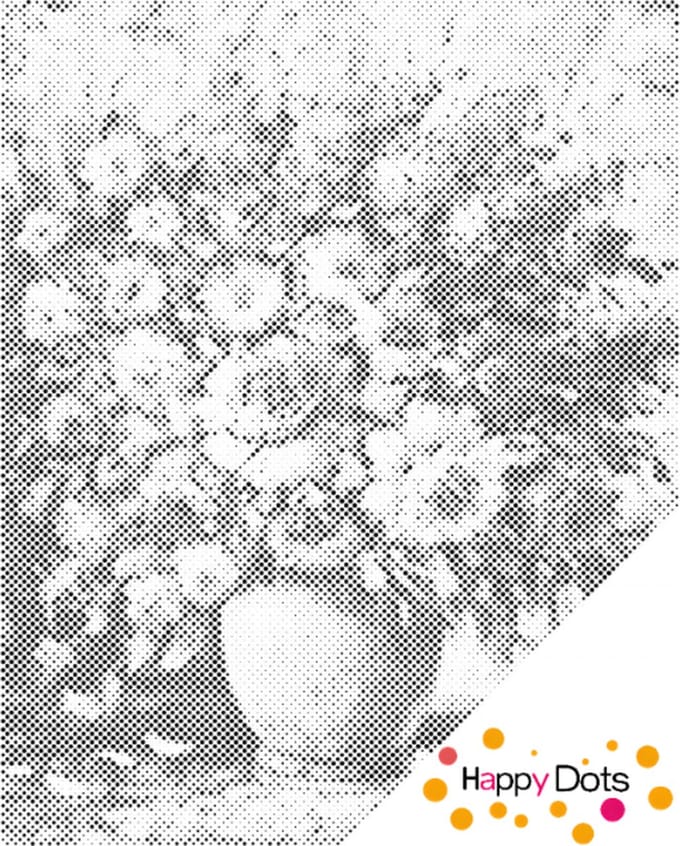 HappyDots DOT Painting Vaas met bloemen 40x50cm - Stippelschilderij