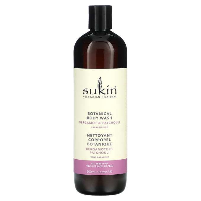 Sukin, Gel Douche Botanique, Bergamote & Patchouli, 500 ml (16,9 oz) black