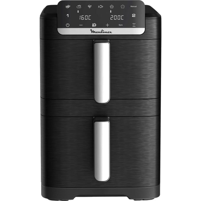 Moulinex Easy Fry Crispy Stack EZ7528F0 – Dual airfryer 10L – EvenFry technologie – Sync modus – 7 programma’s – Compacte heteluchtfriteuse