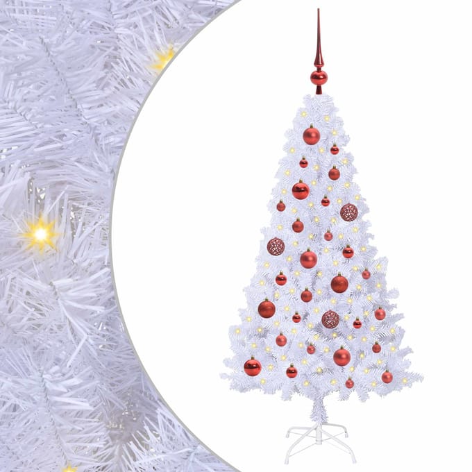 vidaXL Kunstkerstboom Wit 120 cm PVC en staal