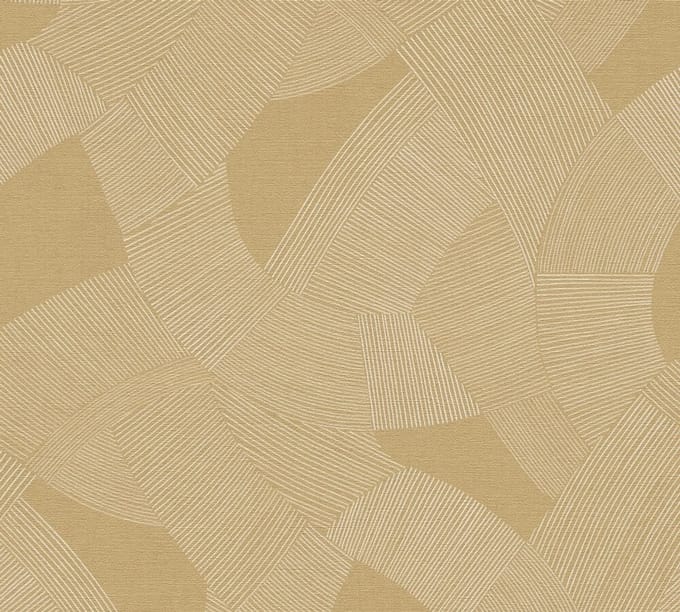 GEOMETRISCH PATROON BEHANG | Subtiel glanzend - Bruin Geel Wit - A.S. Création Cuba II