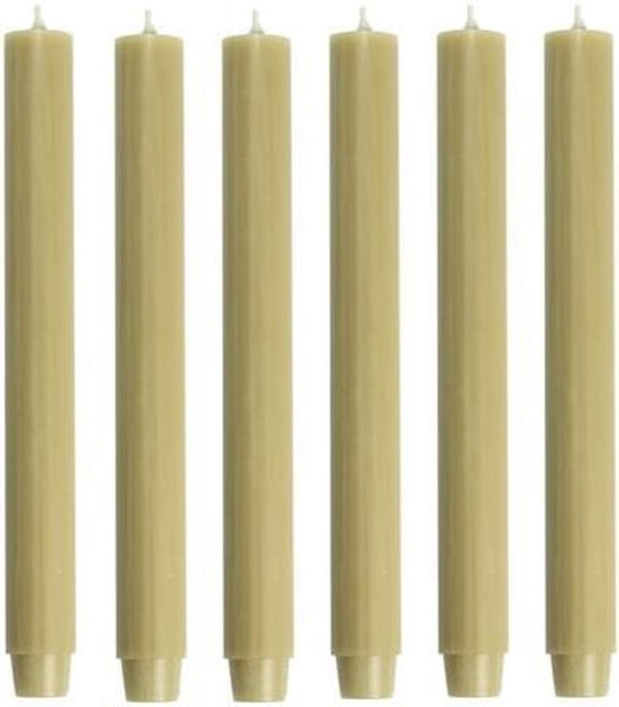 Rustik Lys Extra Lange en dikke Dinerkaarsen | Beige Olive | 30 cm lang / diameter 2.6 cm 6 stuks