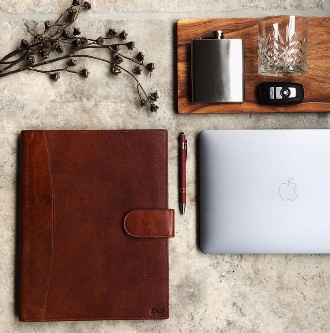 Schrijfmap leer cognac klassiek Emco premium collection