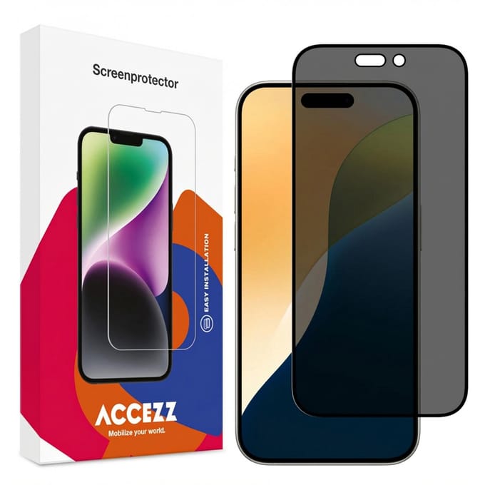 Accezz Screen Protector - Geschikt voor Apple iPhone 17 Pro / 17 / 16 Pro - Gehard Glas Privacy Screenprotector