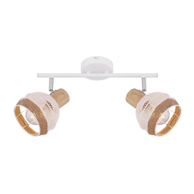 Globo Plafondlamp Widy met henneptouw-decoratie, 2-lamps