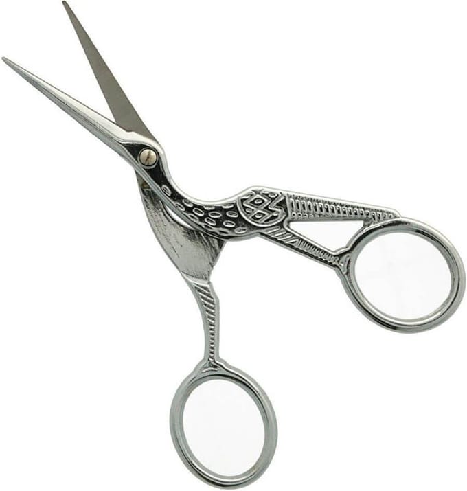 Opry borduurschaar ooievaar 11.5 cm zilver